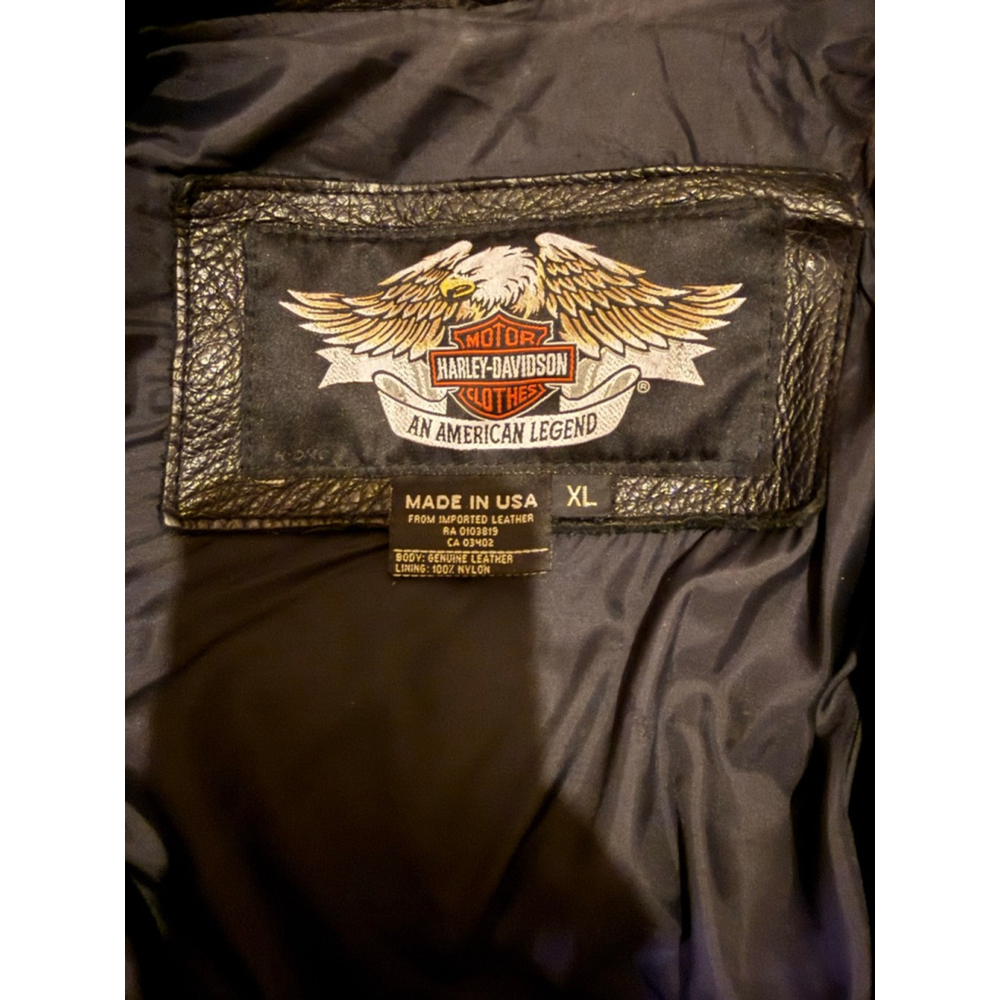 Men's Harley-Davidson Black Leather Motorcycle Jacket XL - Picture 4 of 9